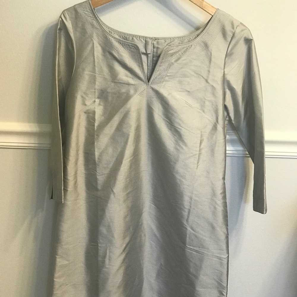 J Crew Silver Silk Shantung Dress